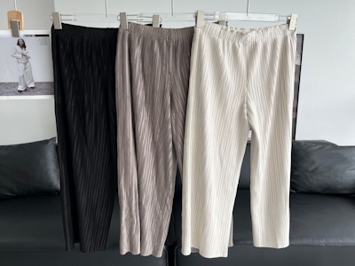 Женские Укороченные Брюки Miyake,Универсальные Однотонные Повседневные Брюки Со Средней Талией,Со Складками И Широкими Штанинами