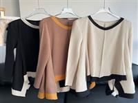 Miyake Women's Casual Long-sleeved T-shirt Contrasting Colors Autumn New Asymmetrical Pleated Top Elegant Loose Slimming Look