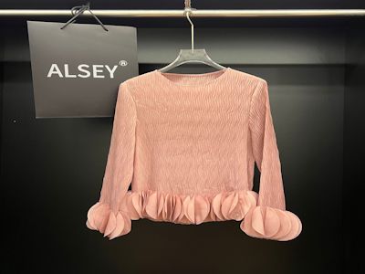 Miyake Женские Супер Стильные Свободные Короткие Топы Модные Лепестки С Плиссированным Подолом Вязаный Однотонный Узор Для Маленьких Людей