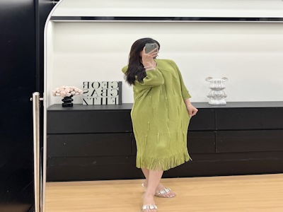 Miyake 2025 Весенне-летняя Коллекция,Новый Плотный Кардиган С Микрорукавами И Бусинами С V-образным Вырезом,Плиссированный Повседневный Трикотажный Миди С Кисточками